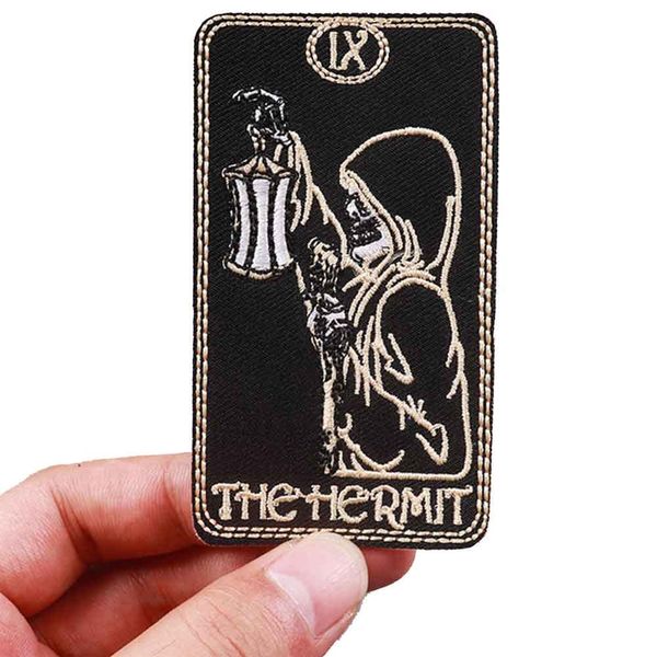 The Hermit Tarot Card Fortune Telling 3.6" Iron On Embroidered Thermoadhesive Patch for Clothing