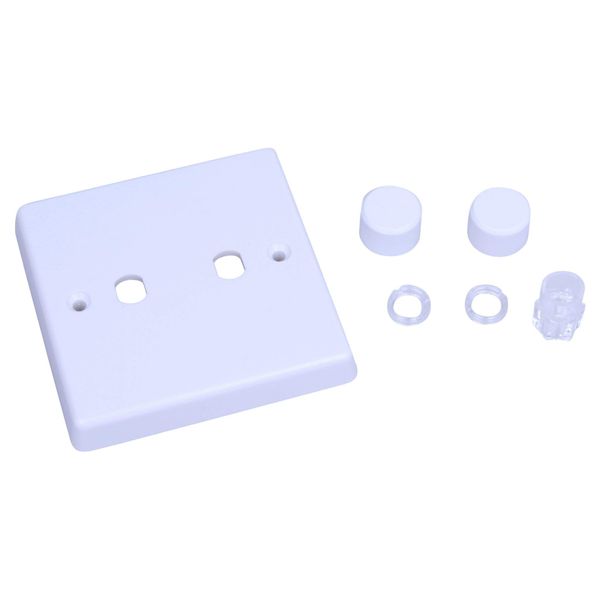 Varilight WQ2W White Plastic 2 Gang Dimmer Plate Only + Dimmer Knobs