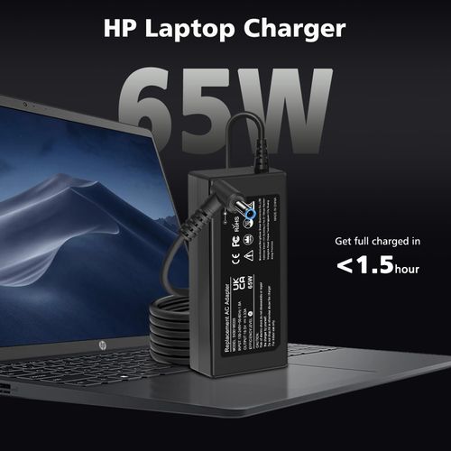 HP Laptop Charger, 65W 45W Charger for HP EliteBook Pavilion Chromebook ProBook Envy Spectre Stream Power Adapte Cord