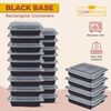 CHEF ROYALE 5pcs x 16oz Rectangular Black Base Meal Prep Containers - BPA Free Storage with Airtight Lids-Microwave, Dishwasher Safe-Stackable Lunch Boxes - Reusable