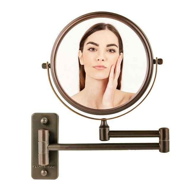 Ovente Wall Mounted Vanity Mirror 7Inch 10X Antique Bronze MNLFW70ABZ1X10X
