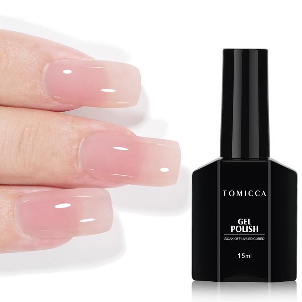 TOMICCA Gel Nail Polish, Jelly Light Pink Gel Polish, Clear Pink Nail Polish Quick Dry, Soak Off U V Jelly Nail Polish Colors Long Lasting Translucent Nail Art Neutral Manicure