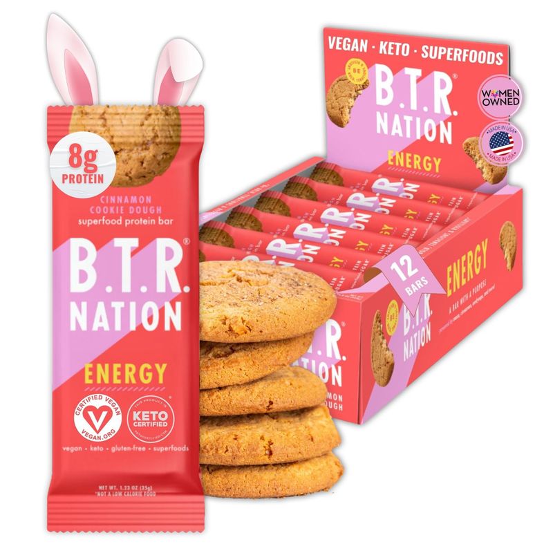B.T.R. Bar Superfood Keto Protein Bars, Plant Based Vegan Protein, Low ...