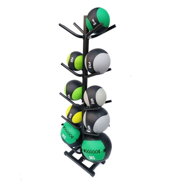 Gym Ball Stand Medicine Ball Wall Ball Weight Ball Weight Shelf 5 x 10, Black Double Multipurpose Stand