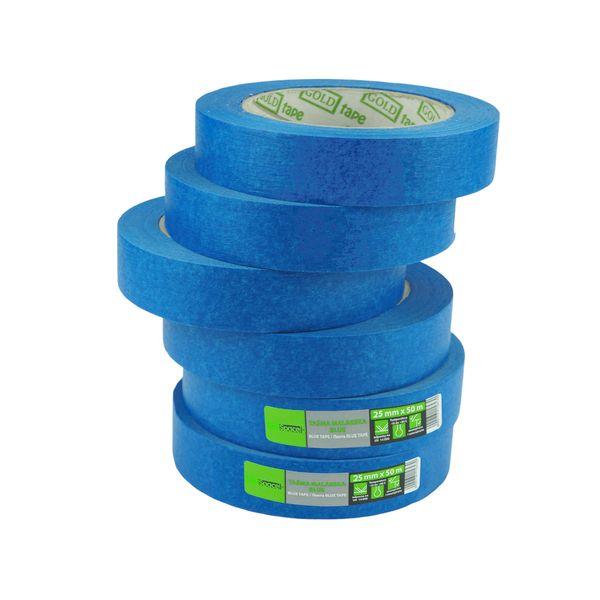 ToolSpace Kreppband Malerband Set Blau - Profi Maler Klebeband für Renovierungsarbeiten Masking Tape - Lösungsmittelfrei 25 mm / 50 m Rolle Set mit 6 Stück 300 m