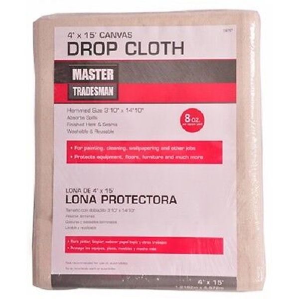 Master Tradesman 58908 4' x 15' 8 oz Professional Canvas Painter's Drop Cloth