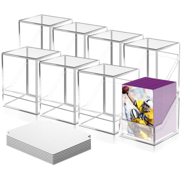 8 Pack Card Deck Cases for Trading Cards, Acrylic Card Storage Boxes Holding 800+ Sleeved Cards with 8 Dividers, Clear Card Storage Boxes fit for MTG TCG and Sport Cards (8 Pack)