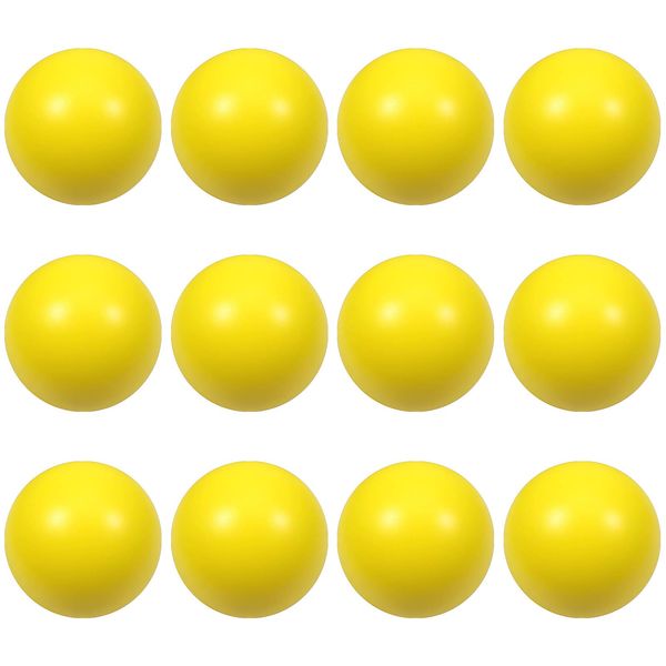 Kymqlyw 12 Pcs Yellow Foam Stress Ball Squeeze Stress Relief Balls for Kids and Adults Hand Exercise Sensory Squishy Relief Toys for Anxiety ADHD Autism （Yellow）