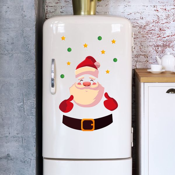 WALPLUS 28.5x60cm Christmas Decorations Wall Stickers Cute Santa Claus Decoration Stickers Set Wall Art Window Display Clings Display Decals Living Room Sale Clearance Living Room Bedroom DIY Gift