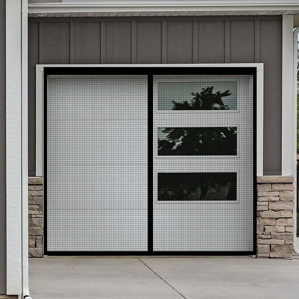 Garage Door Screen Magnetic Single Heavy Duty Mosquito Insects Mesh Net 8x7FT