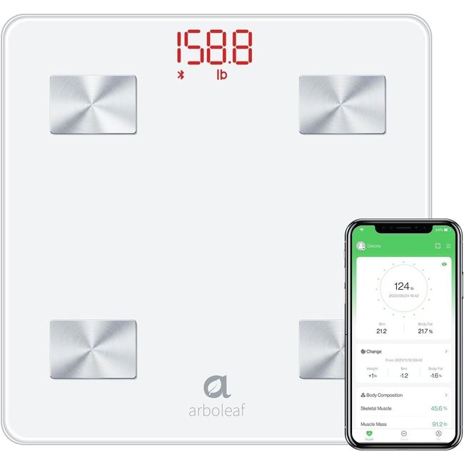 Highly Accurate Smart Bathroom Scale for Body Weight - White A48 & L2.124