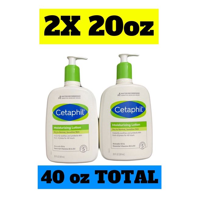 Cetaphil Moisturizing Lotion 20oz 2X,dry To Normal Sensitive Skin 2 Pack