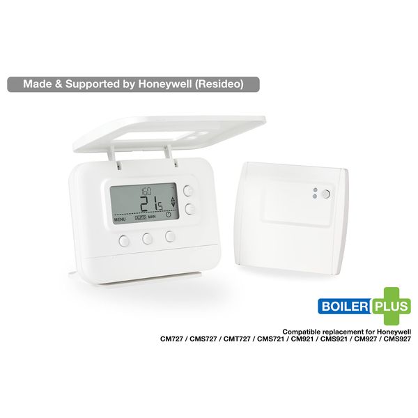 LavaTap Pro Honeywell Wireless Programmable Thermostat CM927 CM921 CM727 Replacement Central Heating Programmer Boiler Plus Compliant, White, Standard