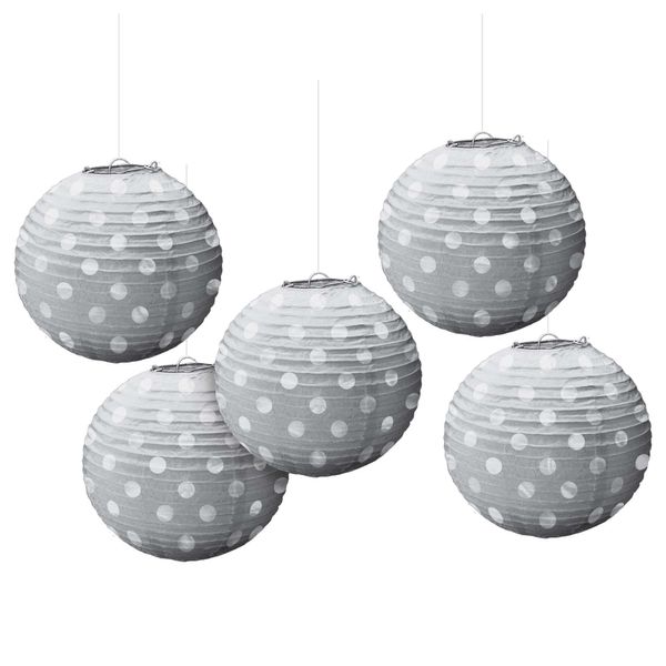 Silver Hot Stamped Paper Lanterns 12cm /5