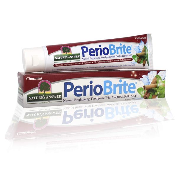 Nature's Answer PerioBrite Toothpaste, Cinnamint, 4-Ounces Natural Fluoride Free with CO Q10 | for Sensitive Teeth | Naturally Whitens Teeth | Freshens Breath | Minimizes Dry Mouth