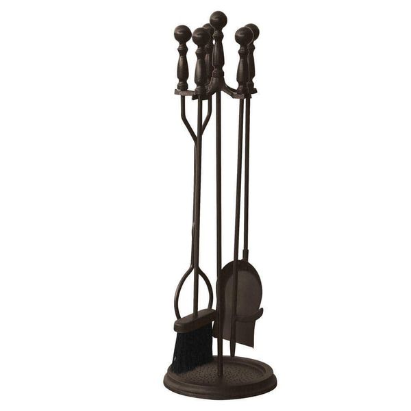 Bronze 5-Piece Fireplace Tool Set With Ball Handles