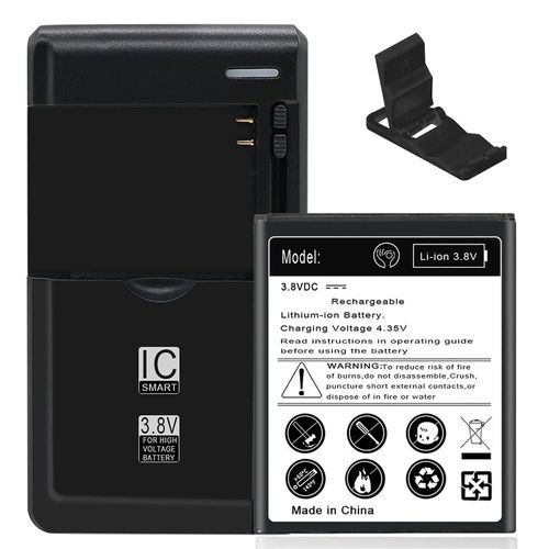 AceSoft Long Lifespan 2400mAh Upgraded Grade A Battery with USB/AC Desktop Charger Folding Bracket Compatible with ZTE Blade T2 Z559DL TracFone Cellphone