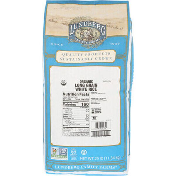 Lundberg Family Farms Organic Long Grain White Rice 25 Lbs