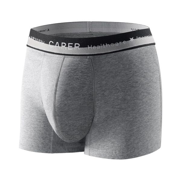 Carer Incontinence Pants Men Soft Comfortable Washable Mens Boxer Shorts for Incontinence with 80ml Front Absorption Surface to Prevent Bladder Leakage Grey Size L