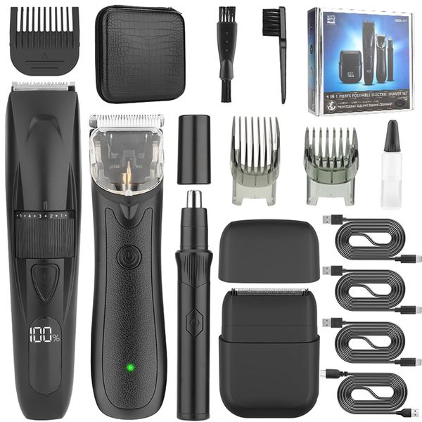 vsmooth Professional Hair Clippers for Men, Portable T-Blade Trimmers Compact Electric Razor Nose Body Trimmer for Men, Hair Cutting Kit 4 in 1 Barber Kit with Travel Case