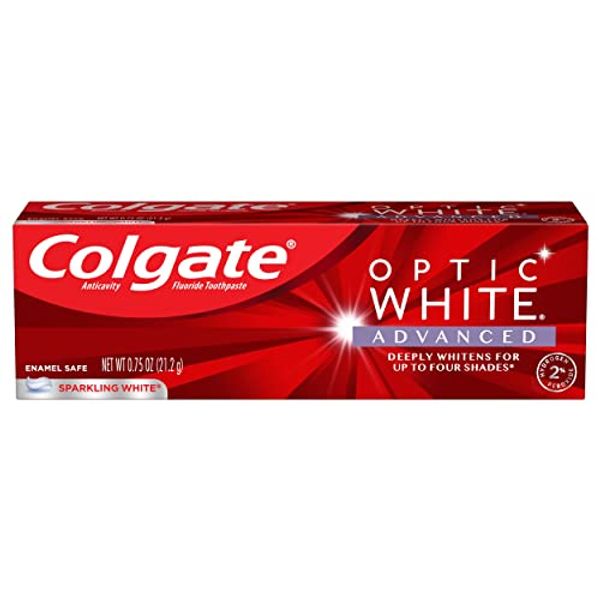 Colgate Optic White Advanced Teeth Whitening Toothpaste, Sparkling White - 0.75 oz