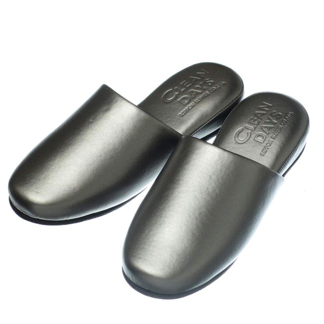 Nippon 040512 Slippers, Deodorizing, Faux Leather, Indoor Toilet, For Guests, Men's, Women's, 9.1 - 10.2 inches (23 - 26 cm), Silver