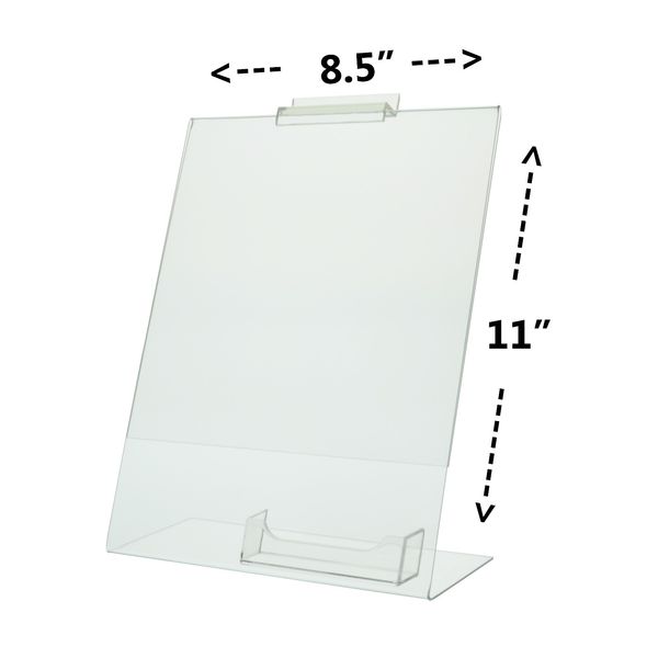 8.5" x 11" Slatwall Table Tent Ad Frame with Business Card Holder Qty 6