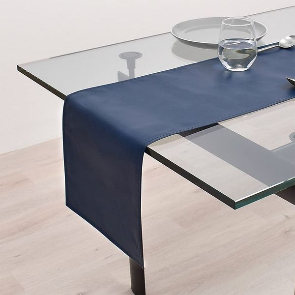 Style Decor W2702710 Laminated Table Runner, Waterproof, Nordic Table Center, 51.2 inches (130 cm), Wipable, Solid, Navy, Blue