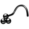 PIERCINGLINE Titanium nose piercing spiral | 3 BALLS | nose stud - black colours