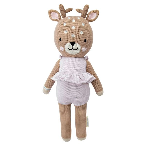 cuddle + kind Violet The Fawn Little 13" Hand-Knit Doll – 1 Doll = 10 Meals, Fair Trade, Heirloom Quality, Handcrafted in Peru, 100% Cotton Yarn