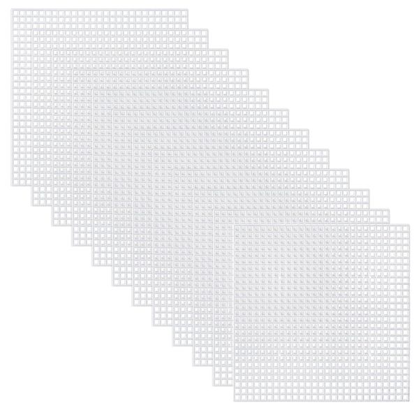 Clear Plastic Mesh Canvas Sheets - 12 PCS White Rectangle Eye Mesh for Embroidery, Knitting & Crochet Projects