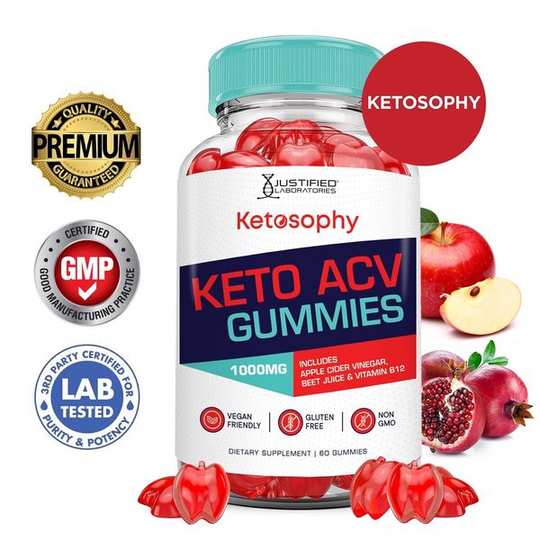 Ketosophy Keto ACV Gummies 1000MG Apple Cider Vinegar 60 Gummys