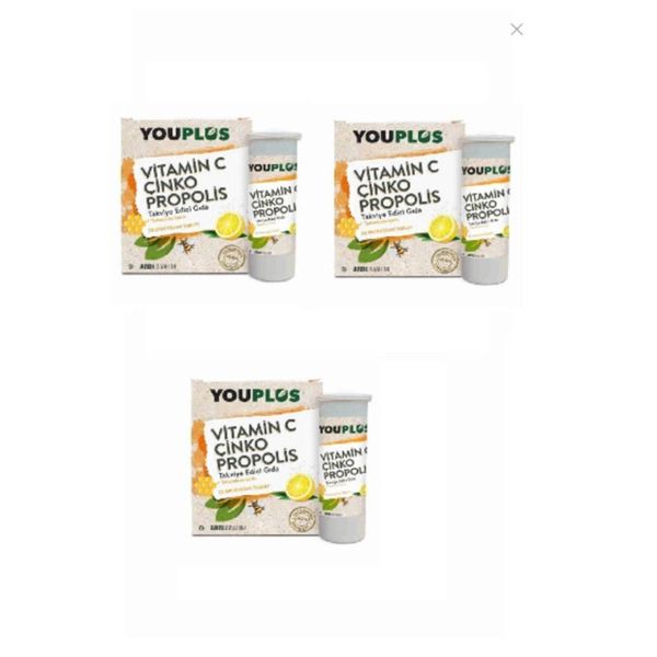 You Plus Vitamin C Çinko Propolis 20 Efervesan Tablet 3'lü Paket