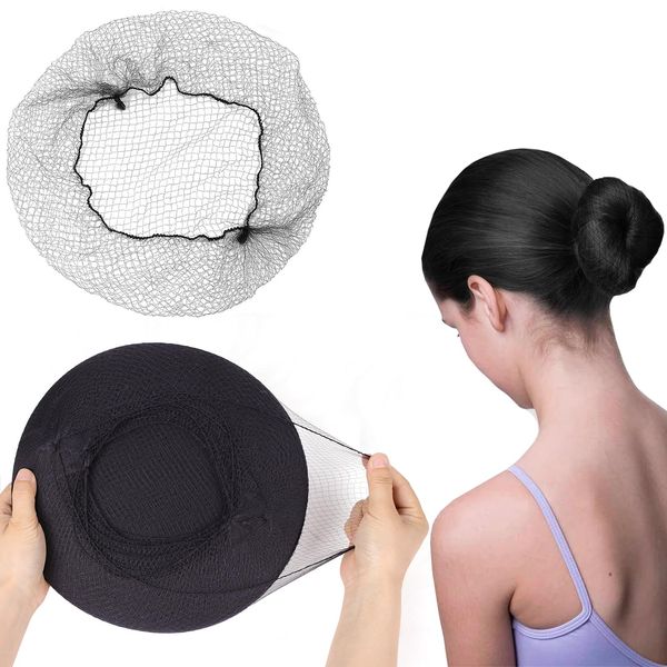 MaopaoBeauty Hair Net Black 144pcs 20inches Layer by Layer Stacking Comfortable Invisible Long Lasting Elastic Lightweight Honeycomb Nylon Hair Nets Perfect for Women and Men(144PCS, Black)