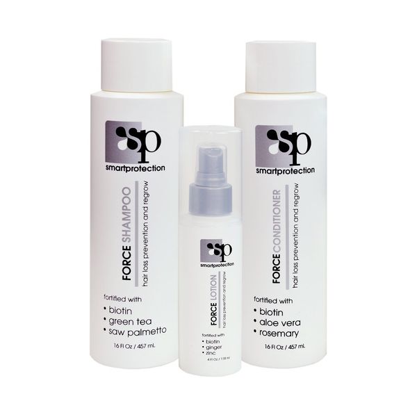 -Hair Loss Prevention and Regrow Treatment Kit- INCLUDES: 16oz Force Shampoo, 16oz Force Conditioner, 4oz Force Lotion by Smart Protection