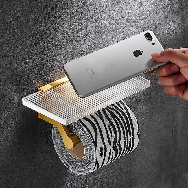 Golden Toilet Paper Holder, Self Adhesive Toilet Roll Paper Holder