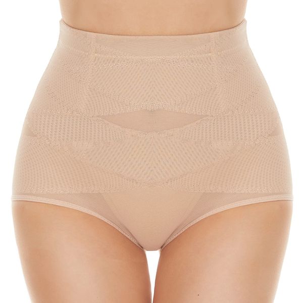 SIMIYA Women Tummy Control Knickers High Waisted Shapewear Slimming Underwear Comfort Body Shaper (S) Beige