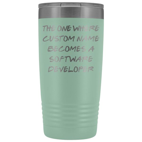 freedomlook Personalized Software Developer Graduation Tumbler, Developer Work Present, Software Developer Career Job, Appreciation Men & Women (20 oz, Teal)