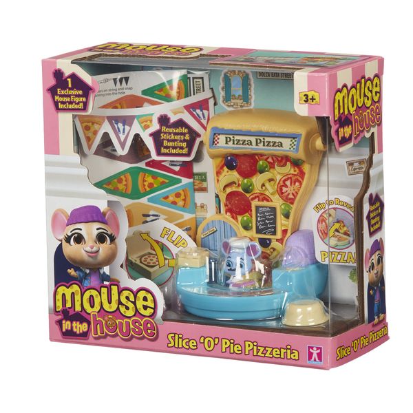 Character Options 07392 Millie & Friends Mouse in Slice 'O Pie Pizzeria, Collectable Toys, Playset, Imaginative Play, Gift for 3-7 Year Old,Blue