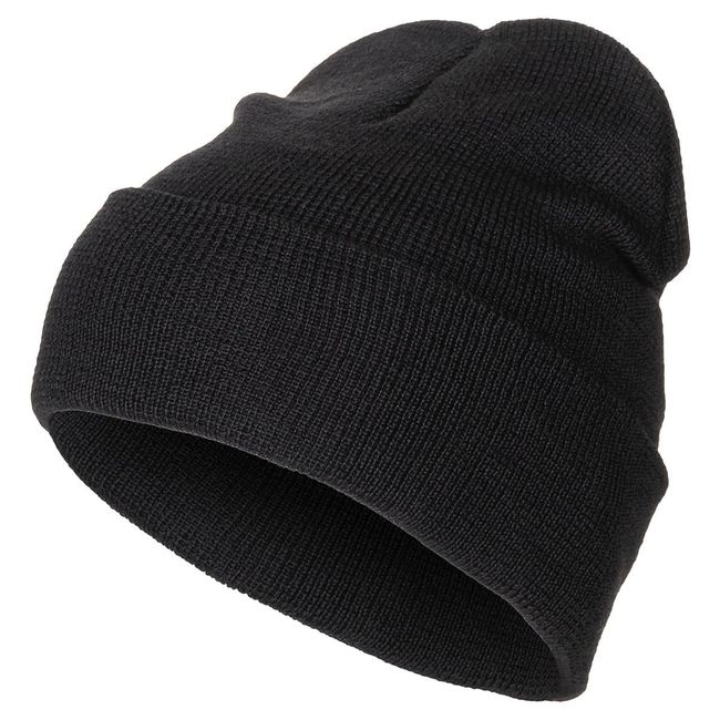 Strickmütze Beanie Mütze Olive/grün, balu/Navy, schwarz/Black 100% Wolle Damen Herren Wintermütze | für Frauen Männer Unisex Weich & Warm one Size (schwarz/Black)