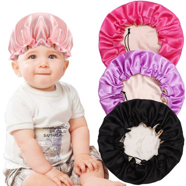 Silk Satin Hair Bonnet for Sleeping - Adjustable and Reversible