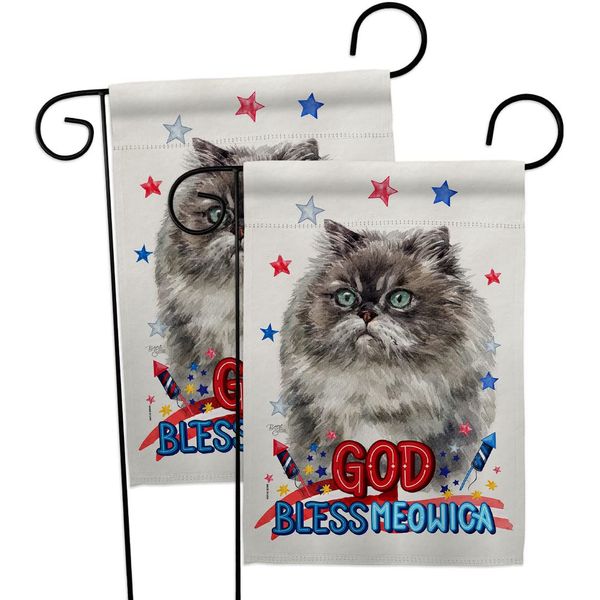 Breeze Decor Patriotic Himalayan Garden Flag 2pcs Pack Cat Kitten Meow Spoiled Paw Fur Pet Nature Farm Animal Creature House Decoration Banner Small Yard Gift Double-Sided, Made in USA