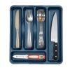 JMS we create smile 5 Compartments Plastic Cutlery Tray Kitchen Storage Draw Organizer Rack (Navy)
