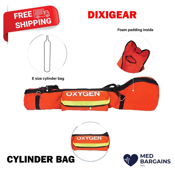 DIXIGEAR - E SIZE Padded Oxygen O2 Carry Bag for Cylinder Oxygen Tank - Orange