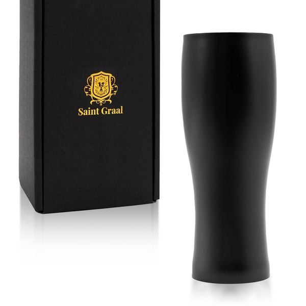 SaintGraal Beer Glass, Highball Tumbler, Vacuum Insulated, Father's Day, Birthday Gift, Men's, Gift, Stylish, Liquor, Cup, 16.9 fl oz (500 ml) (Black)