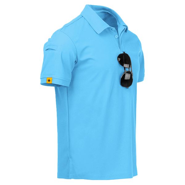 JACKETOWN Poloshirts Herren Kurzarm Atmungsaktives Schnelltrocknend Poloshirts Männer Sommer Knopfleiste T-Shirts Männer Casual Sport Shirt Basic Regular Fit Golf Polohemd(SkyBlue-3XL)