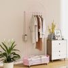 3 Height Adjustable Kids Clothes Rack w/ Bottom Storage Shelf 4 Universal Wheel