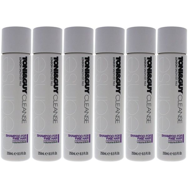 LOT OF 6 TONI & GUY CLEANSE SHAMPOO FOR FINE HAIR, VOLUME & BODY, 8.5 OUNCE