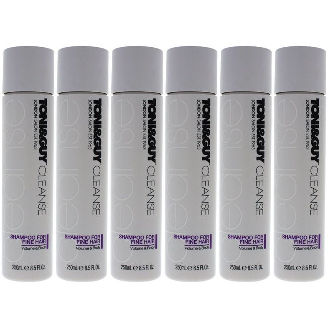 LOT OF 6 TONI & GUY CLEANSE SHAMPOO FOR FINE HAIR, VOLUME & BODY, 8.5 OUNCE