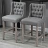 40" Tufted Counter Height Bar Stool Chair Accent Furniture Set of 2 Grey